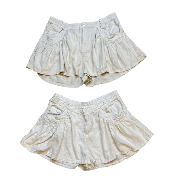 Free People Womens Linen Blend Buckle Back Flowy Shorts Size 14 - Picture 1 of 6